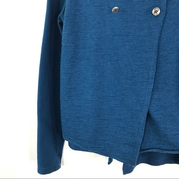 LUCY Blue Knit Double Breasted Sweater Jacket Military Style SIZE LARGE - Picture 5 of 15